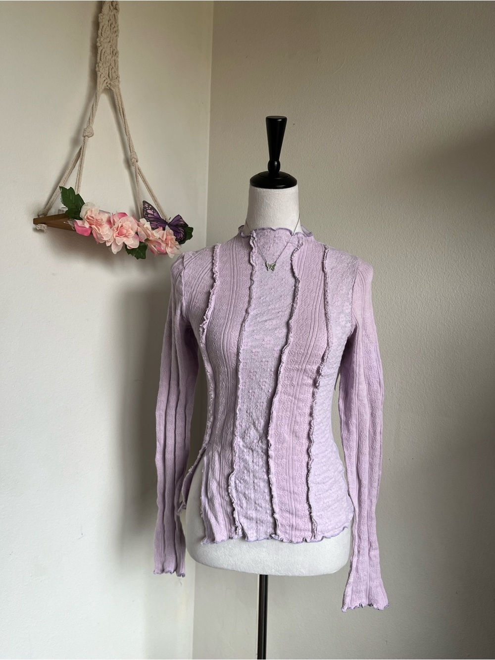 Free People Lavender Long Sleeve Top size small- Women